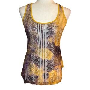 BKE Yellow and Purple Lace Tank Top